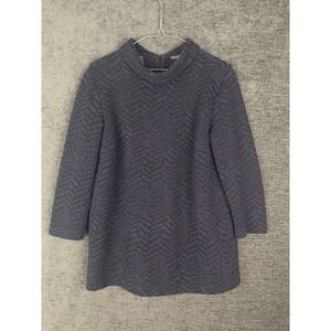 J. Mclaughlin Sweater Womens M Blue Black Pullover Cowl Neck Textured